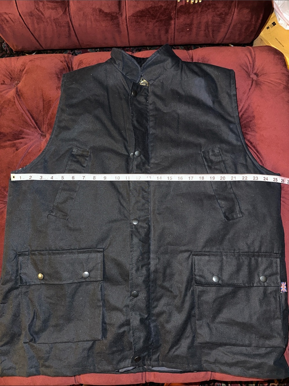 Walker & Hawkes Made in England Waxed Cotton Vest Men’s XXL Navy Blue - Picture 8 of 9